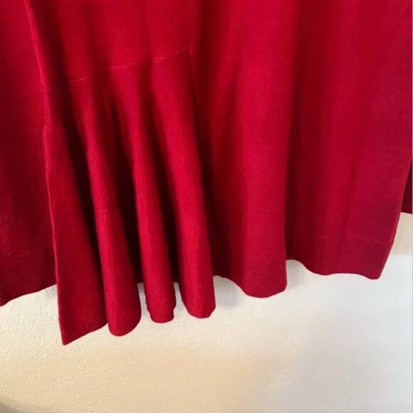 Anthropologie Moth Red Wool Ruffle V-Neck Sweater - Picture 5 of 9